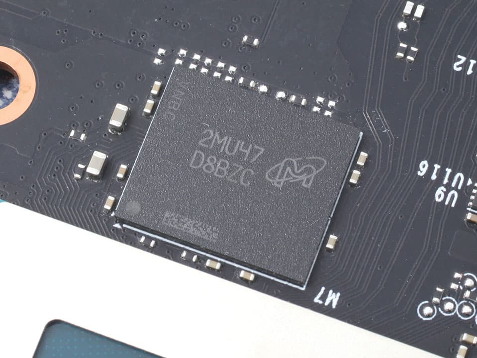Close-up of a Micron MT61K512M32KPA GDDR6X memory chip marked D8BZC